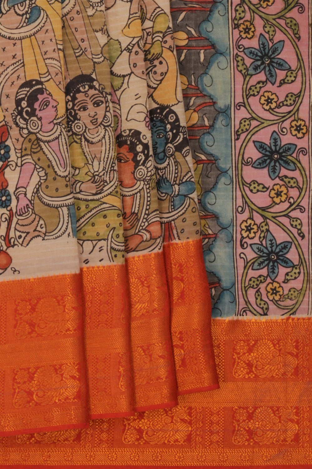 Image of Kalamkari Cream Saree