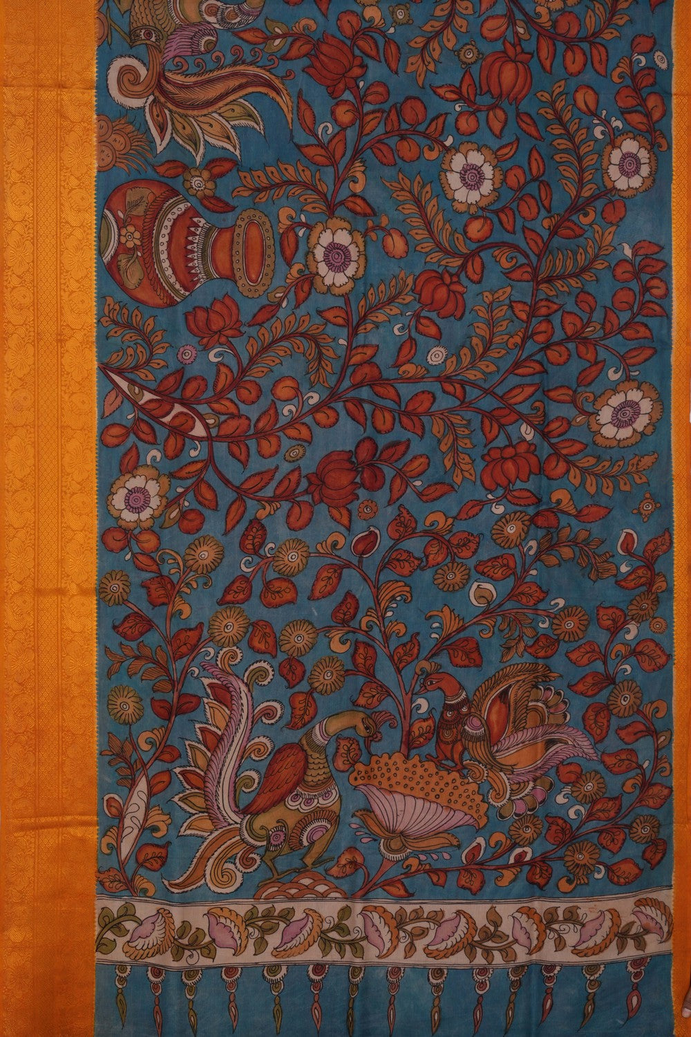 Image of Kalamkari Blue Saree