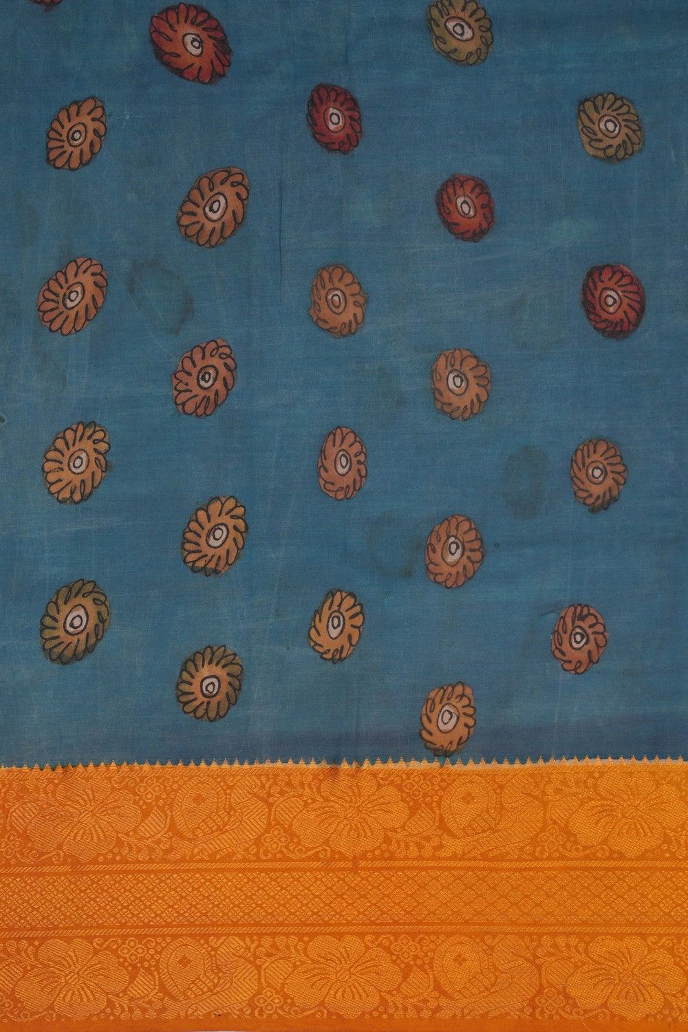 Image of Kalamkari Blue Saree