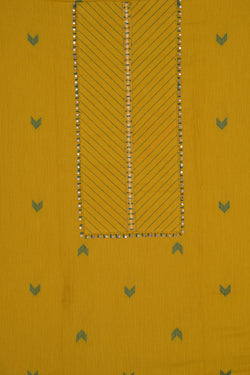 Image of Unstitched Suit Set Yellow Fabric (3 Pcs Set)