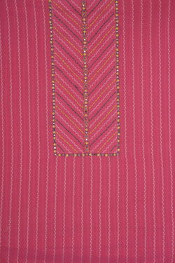 Image of Unstitched Suit Set Pink Fabric (3 Pcs Set)
