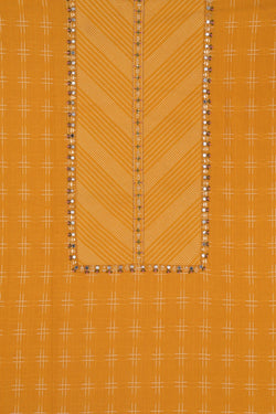 Image of Unstitched Suit Set Yellow Fabric (3 Pcs Set)