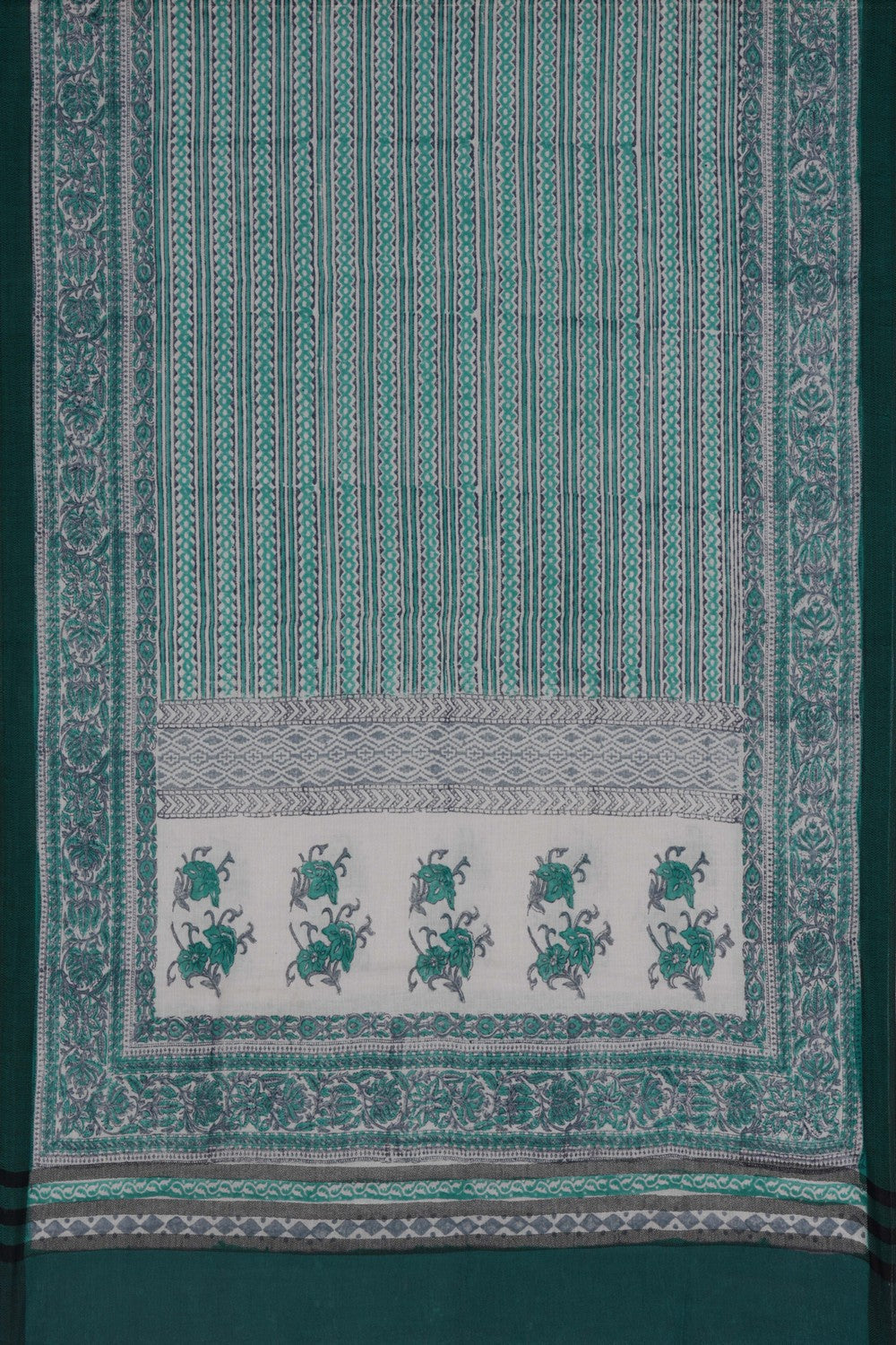 Unstitched Suit Set Green Fabric (3 Pcs Set)