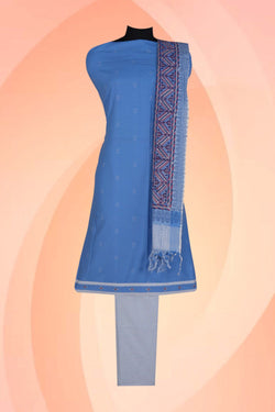 Image of Unstitched Suit Set Smoky Blue Fabric (3 Pcs Set)