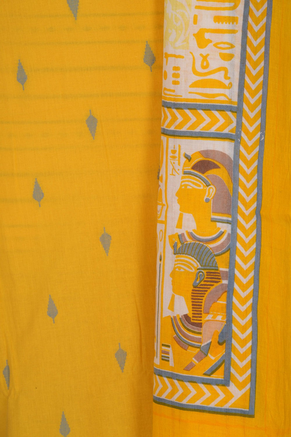 Unstitched Suit Set Yellow Fabric (3 Pcs Set)