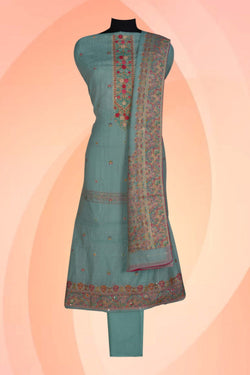 Image of Unstitched Suit Set Sea Green Fabric (3 Pcs Set)