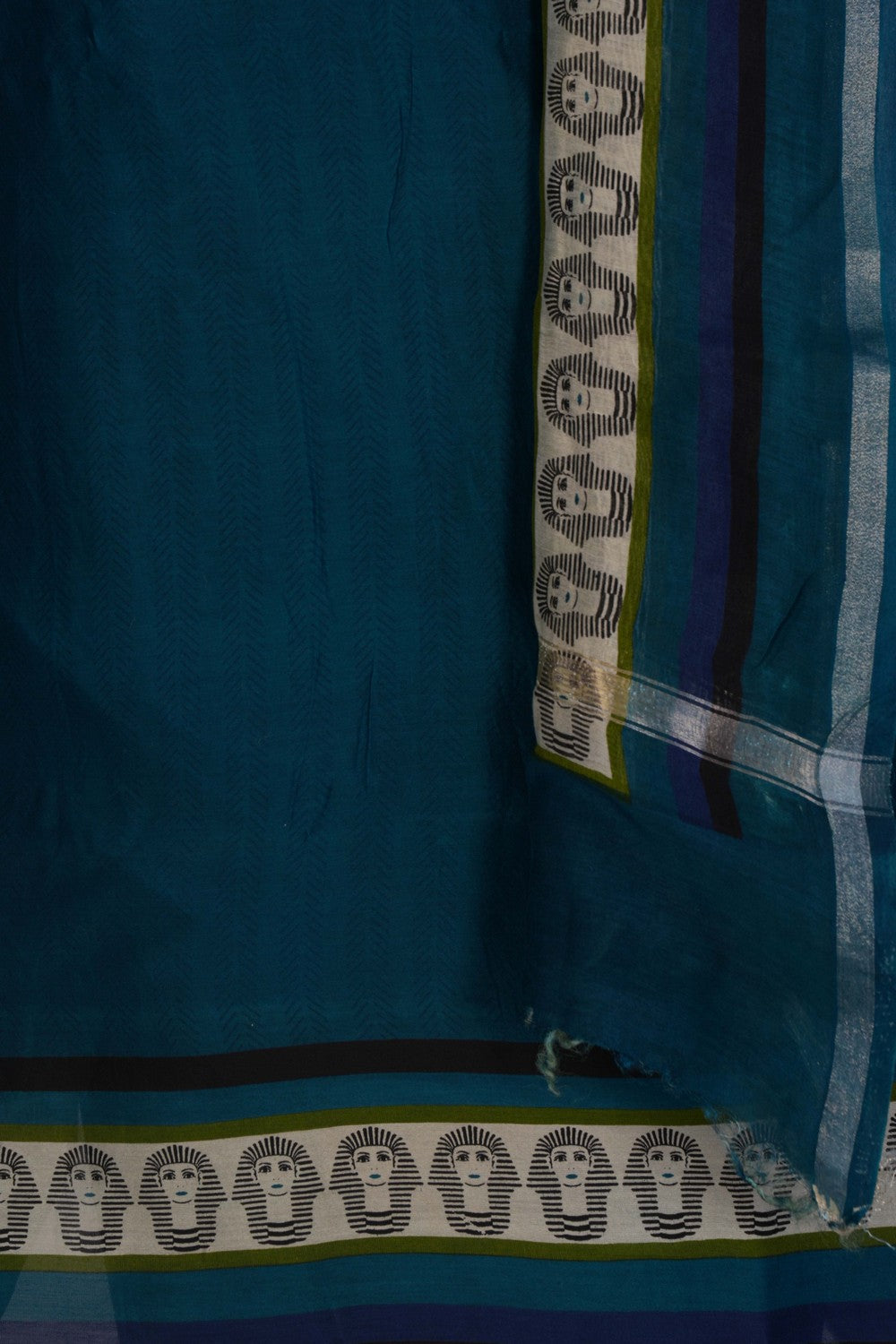 Image of Unstitched Suit Set Peacock Blue Fabric (3 Pcs Set)