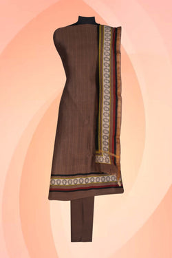 Image of Unstitched Suit Set Brown Fabric (3 Pcs Set)