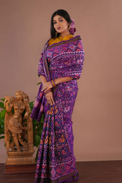 Image of Rajkot Patola Silk Purple Saree