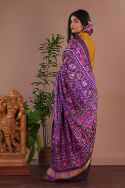 Image of Rajkot Patola Silk Purple Saree