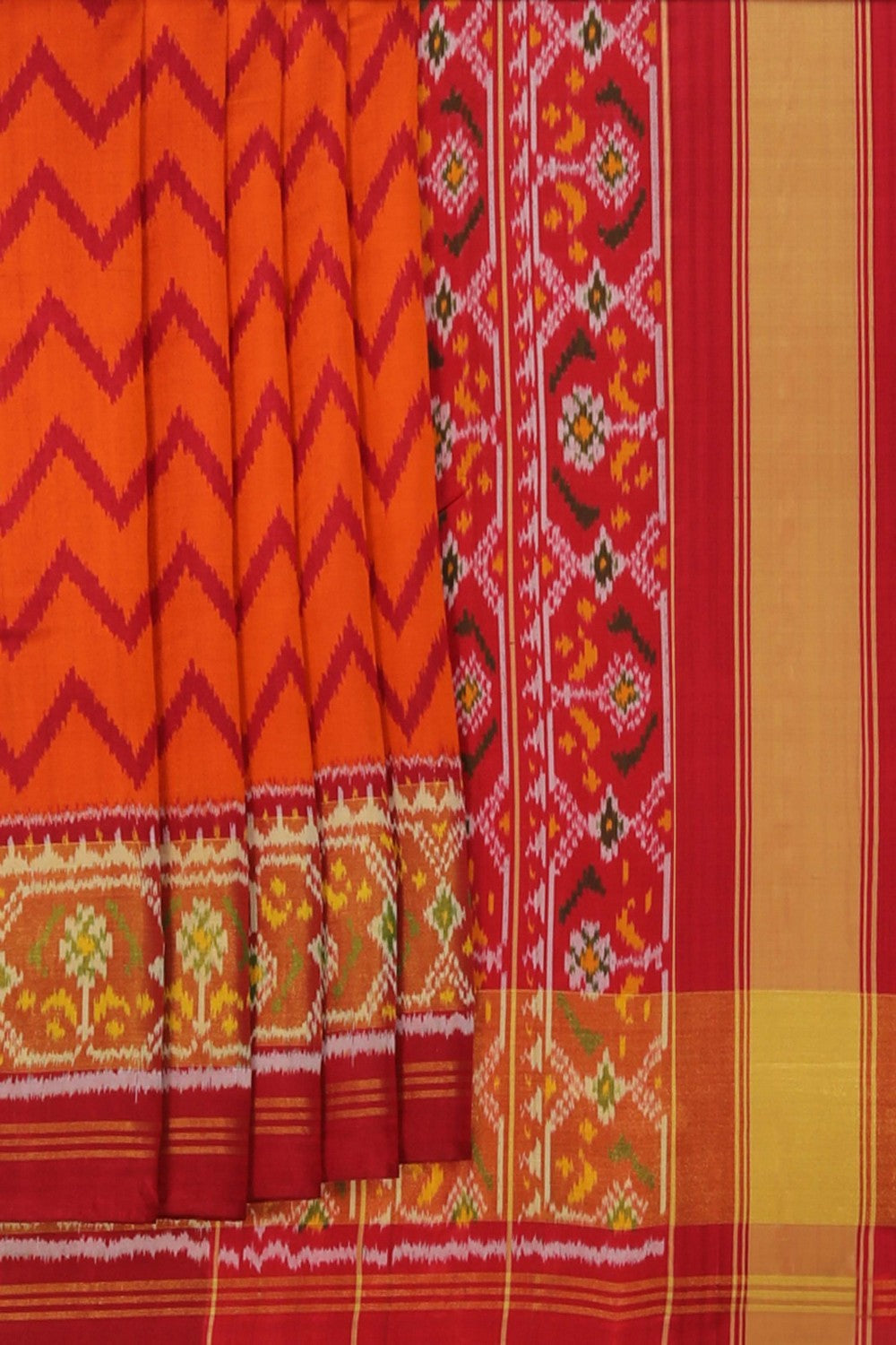 Image of Rajkot Patola Silk Orange Saree