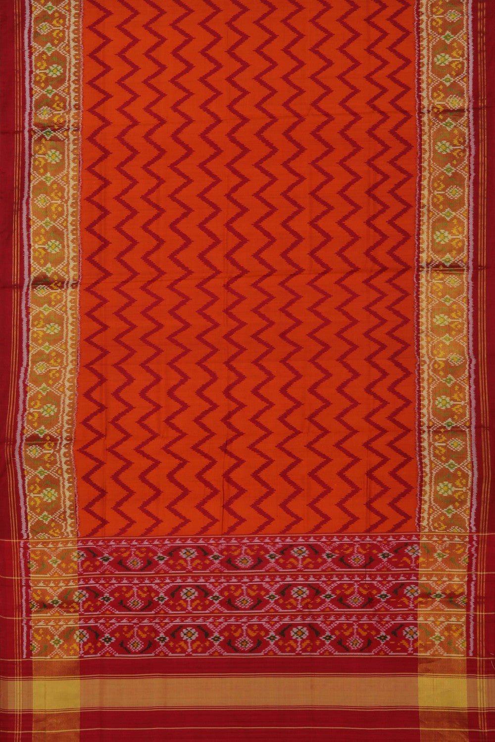 Image of Rajkot Patola Silk Orange Saree