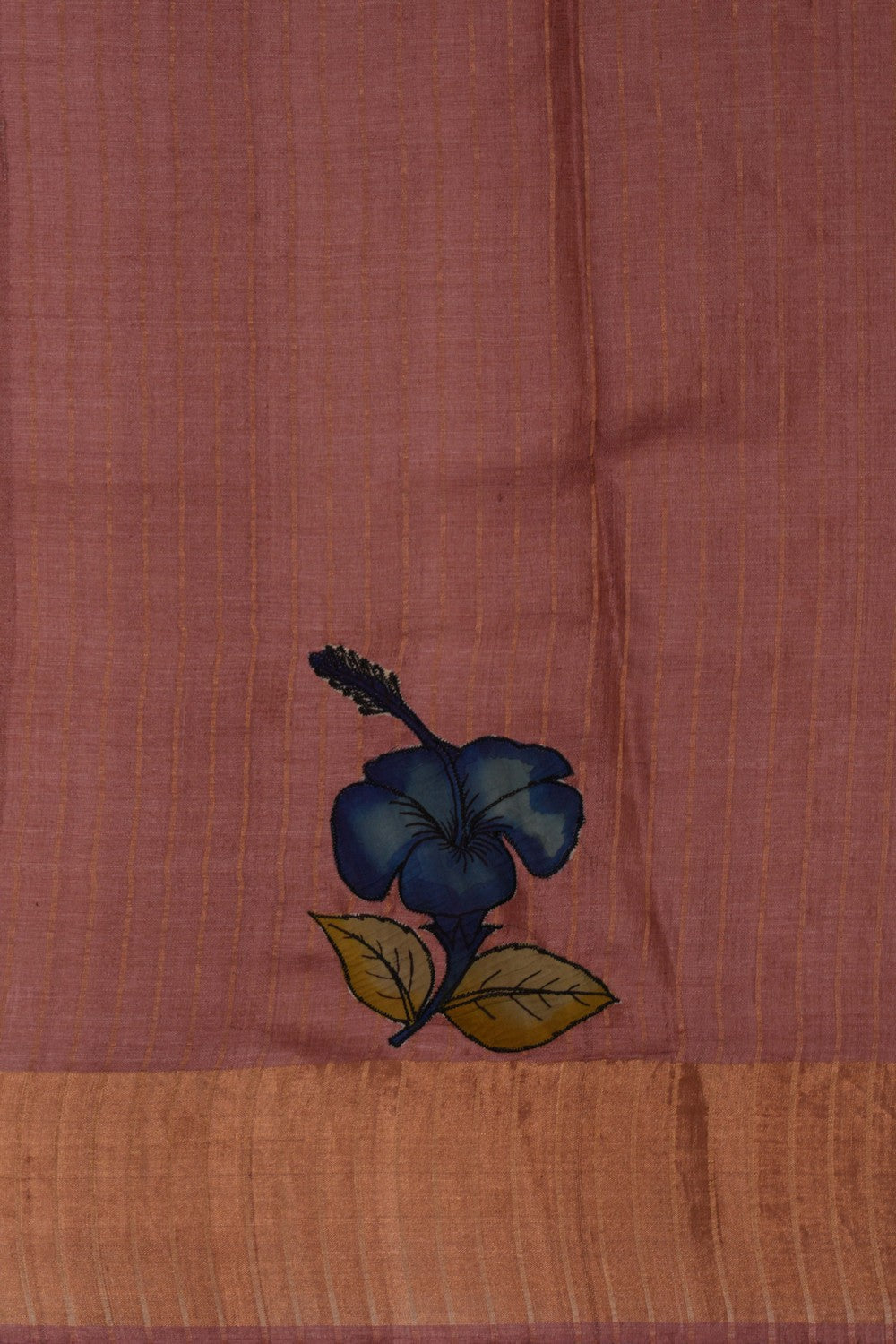 Image of Tussar Silk Appliqué Embroidery Saree