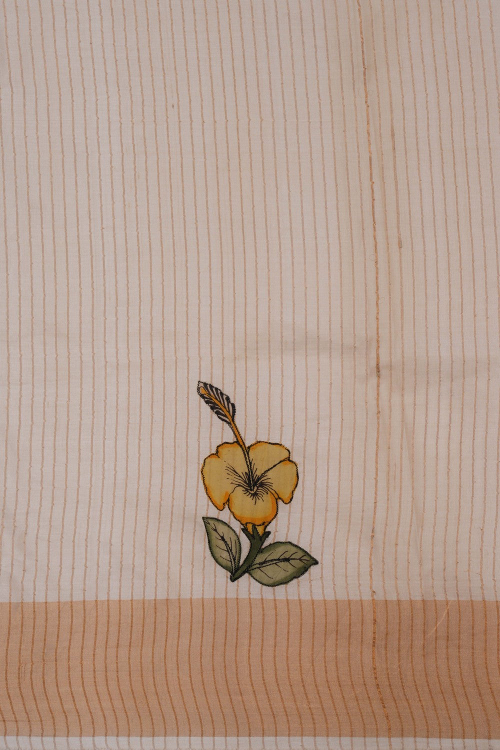 Image of Tussar Silk Appliqué Embroidery Saree