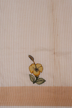 Image of Tussar Silk Appliqué Embroidery Saree