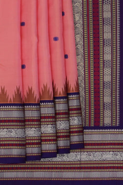 Image of Pink South Silk Saree with Rudraksha