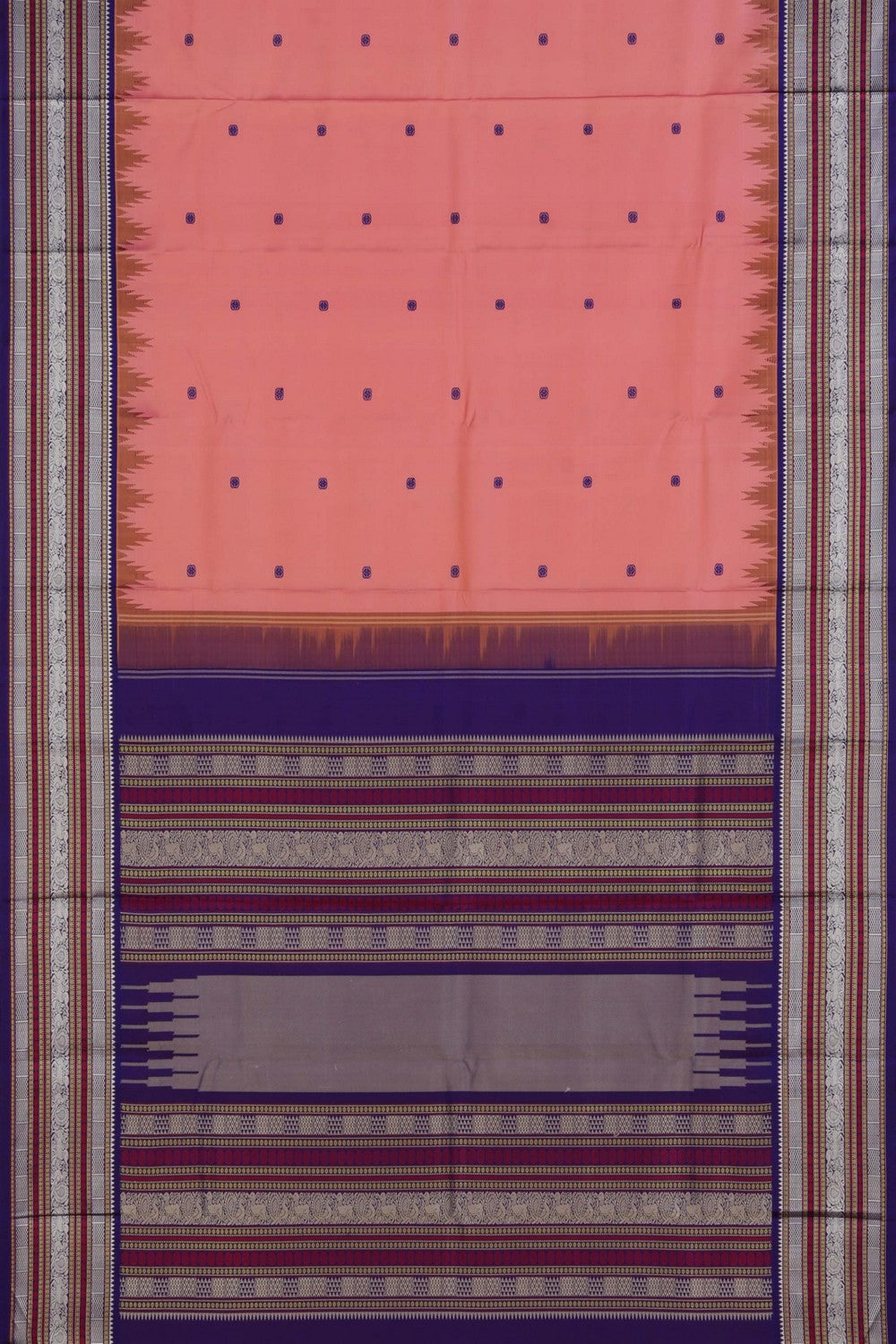 Pink South Silk Saree with Rudraksha