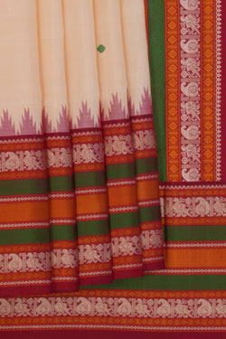 Image of Cream South Silk Saree