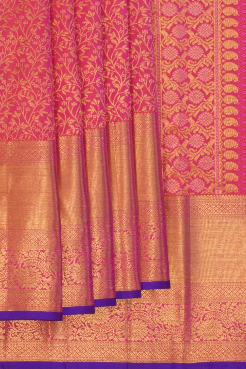 Image of Kanchipattu Brocade Coral Pink Saree