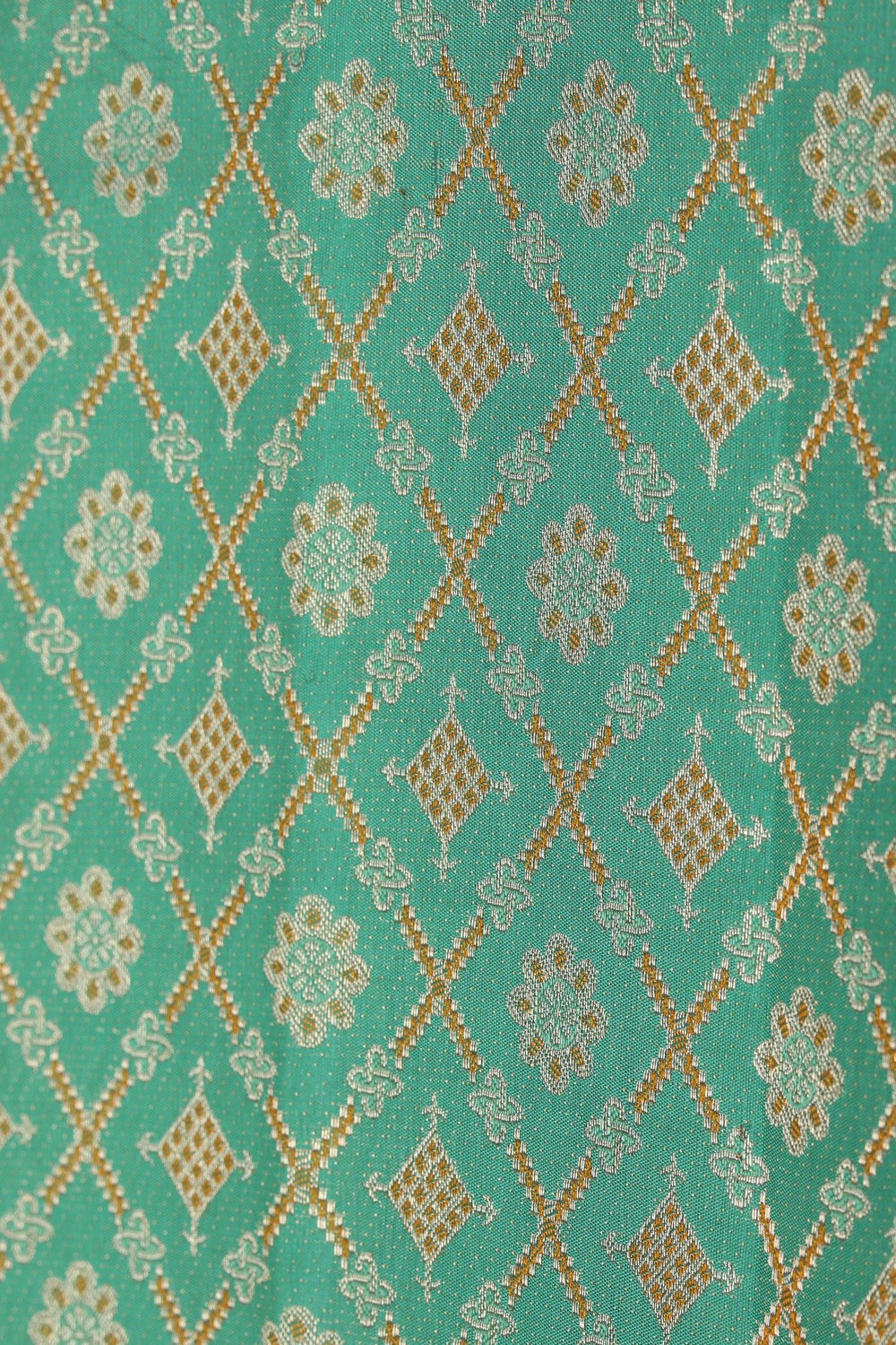 Image of Turquoise Green Brocade Kanchipattu Saree