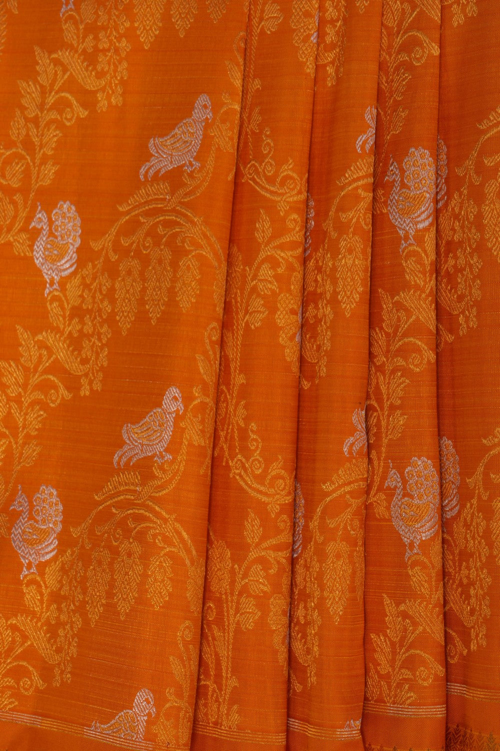 Image of Orange Brocade Kanchipattu Saree