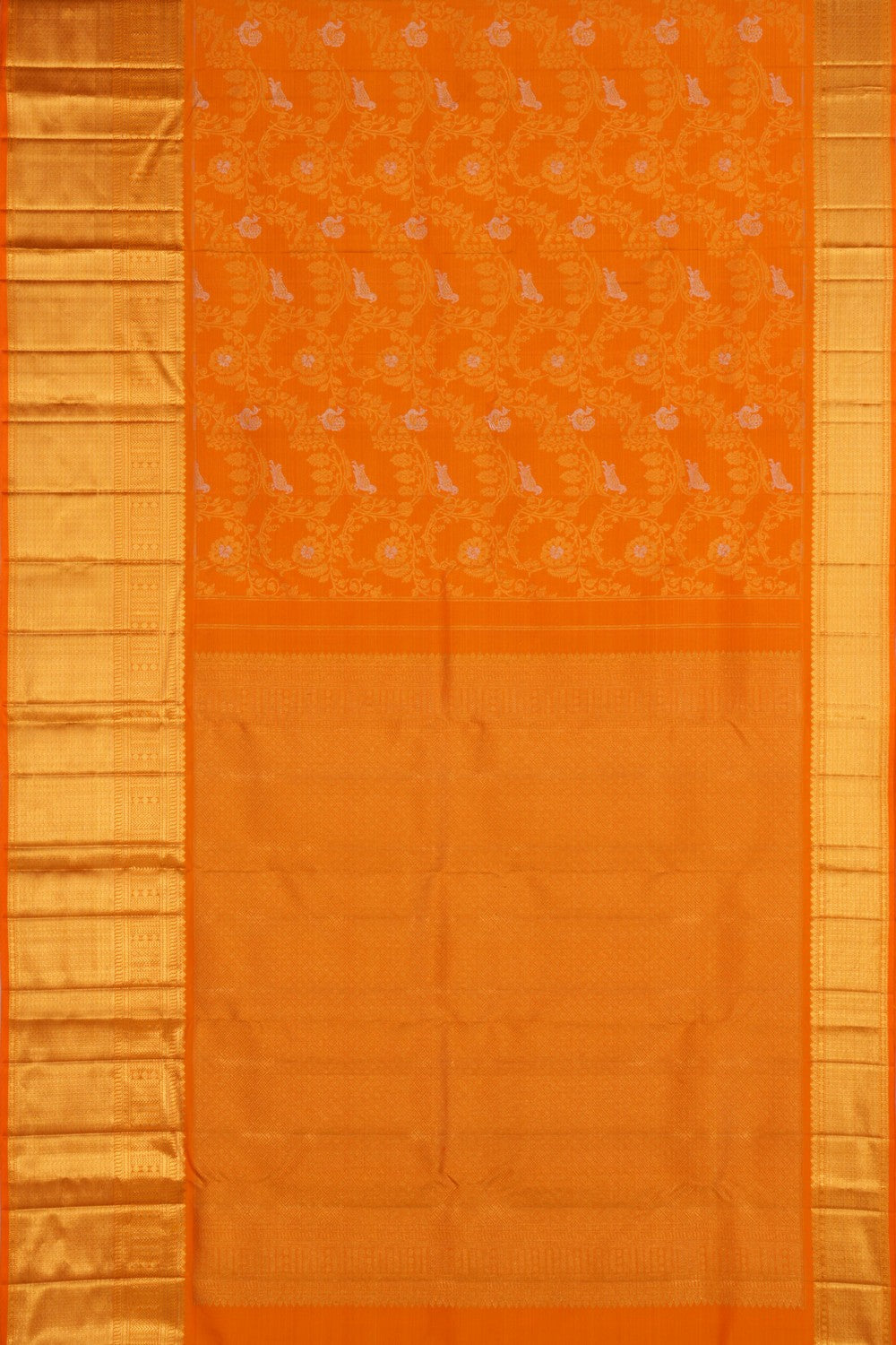 Orange Brocade Kanchipattu Saree