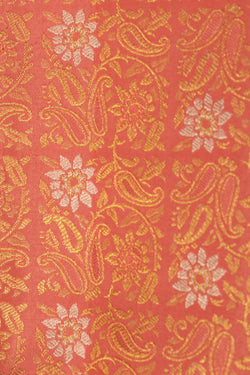 Image of Peach Brocade Kanchipattu Saree