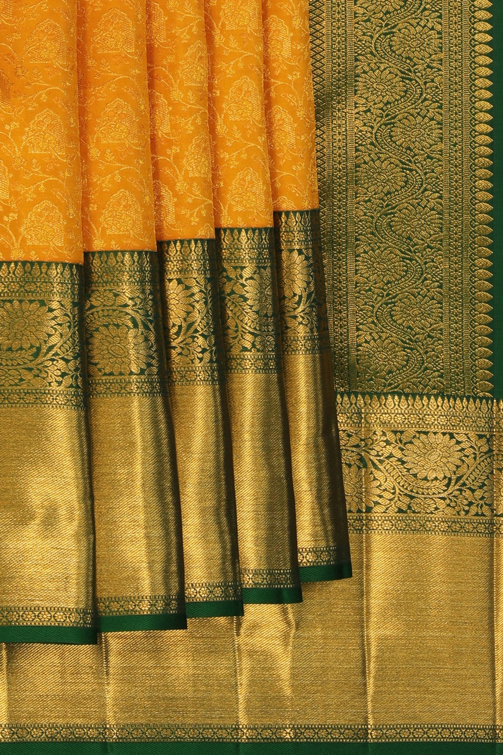 Image of Mustard Brocade Kanchipattu Saree