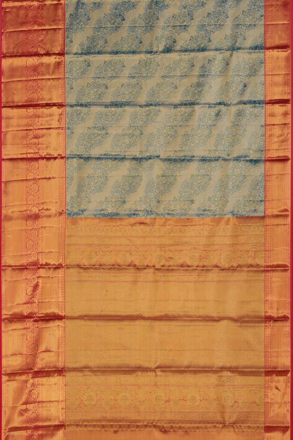 Image of Blue Tissue Brocade Kanchipattu Saree