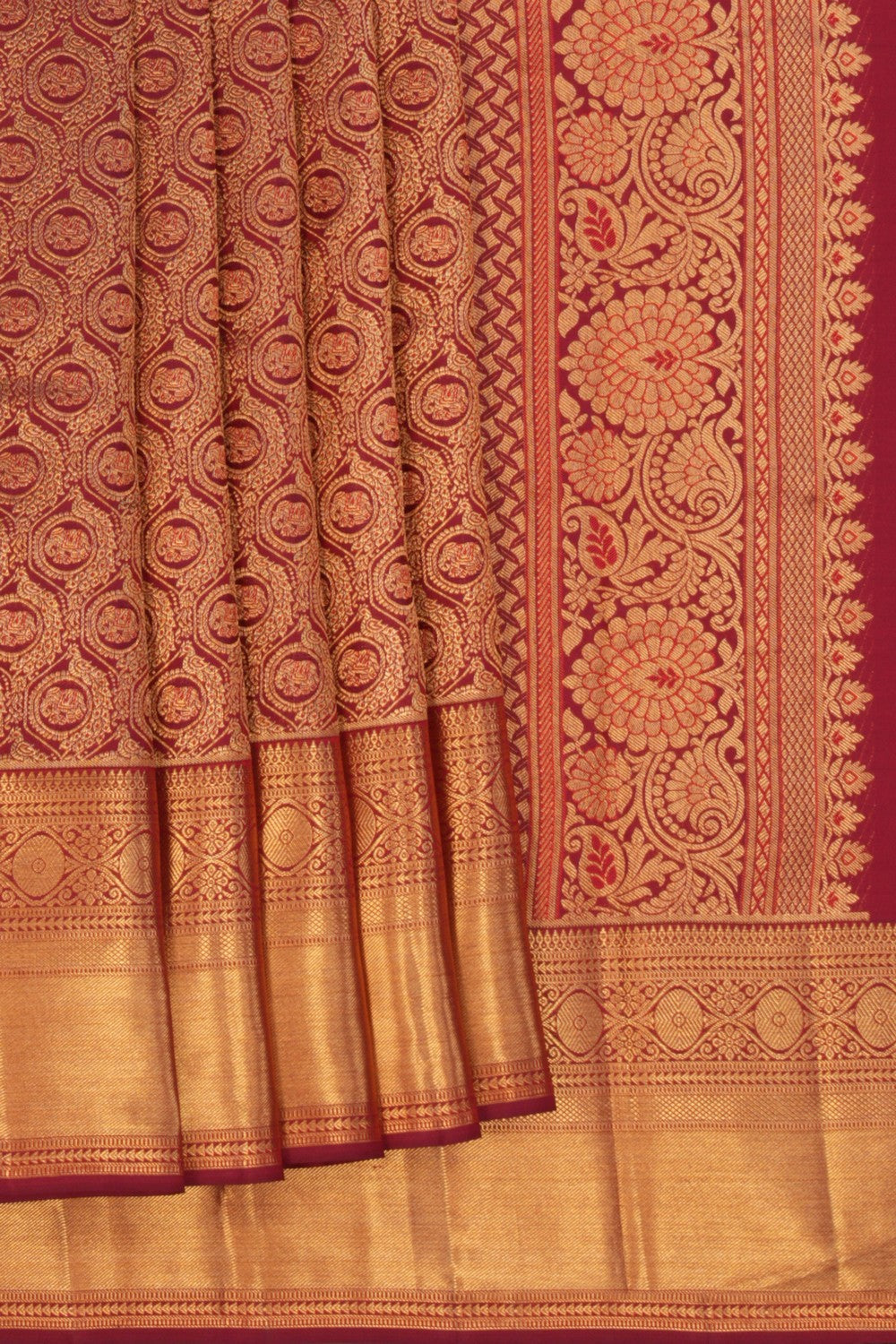 Kanchipattu Brocade Maroon Saree