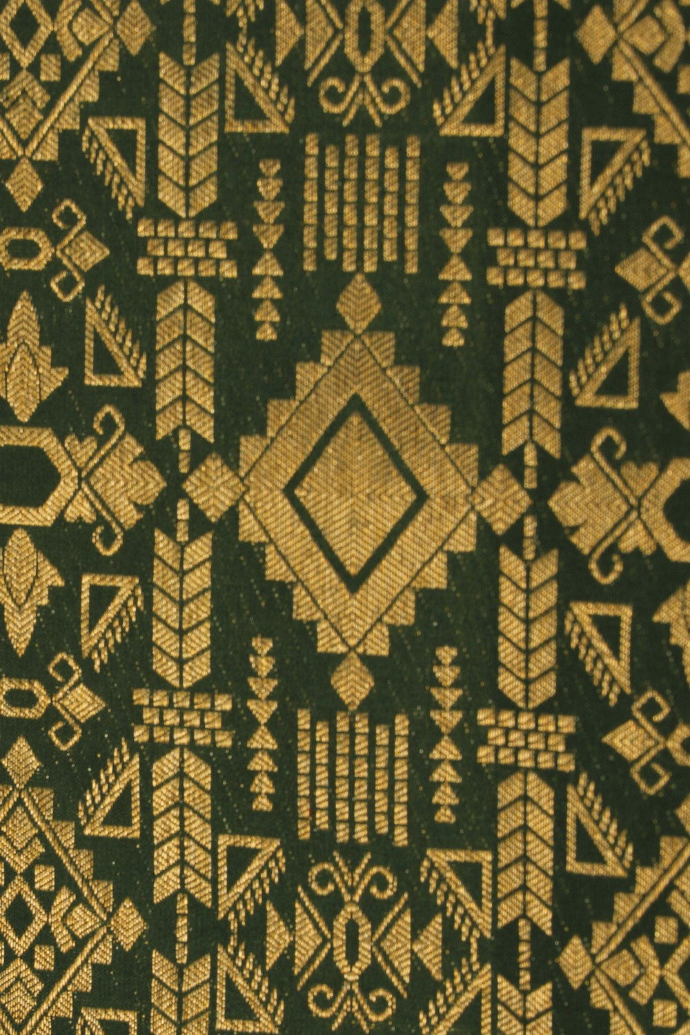 Image of Moss Green Geometric Brocade Kanchipattu Saree