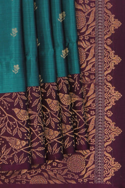 Image of Teal Blue South Silk Saree