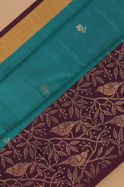 Image of Teal Blue South Silk Saree