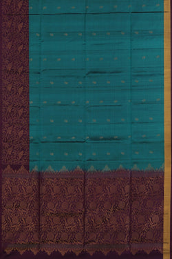 Image of Teal Blue South Silk Saree