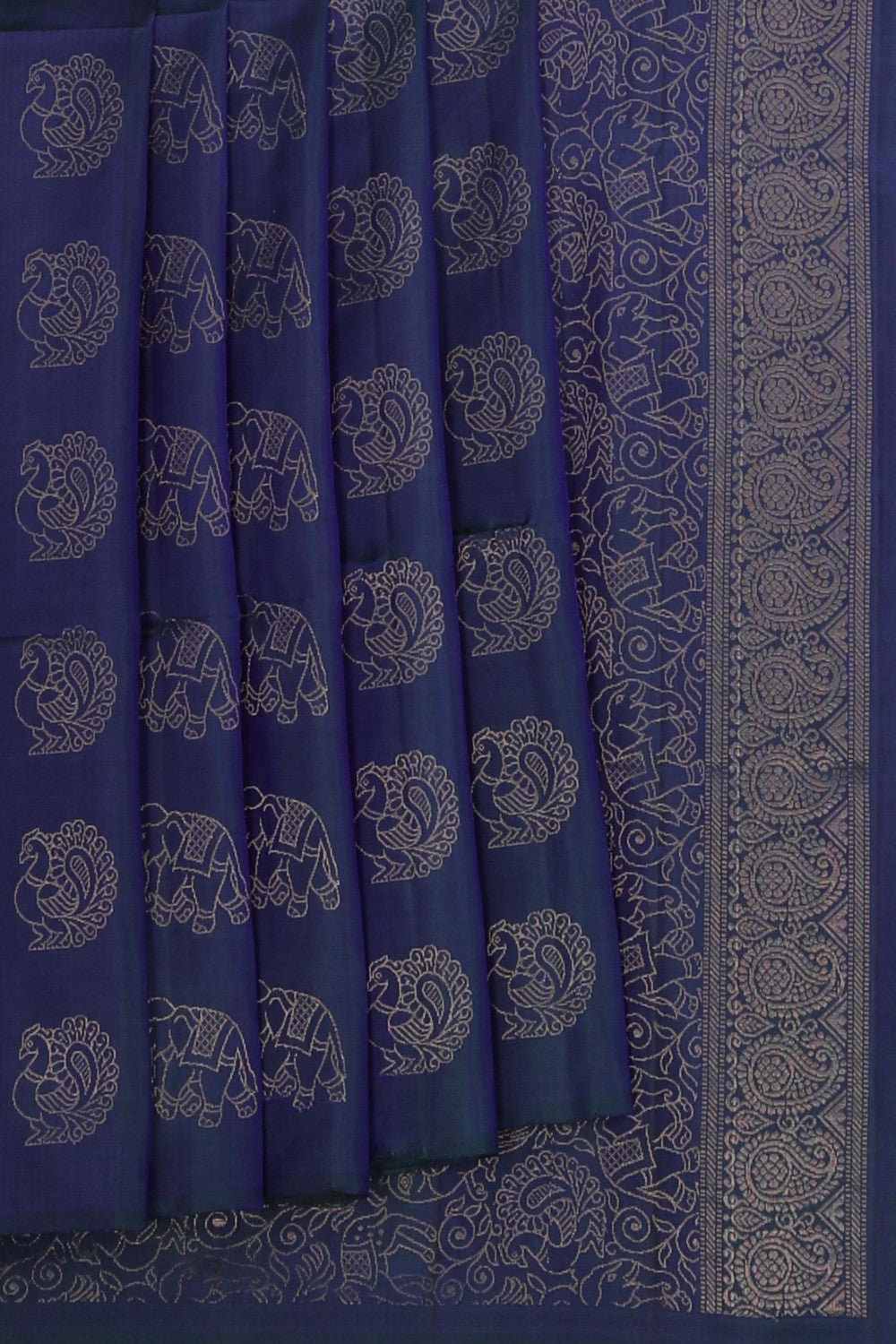 Image of Peacock Blue South Silk Saree
