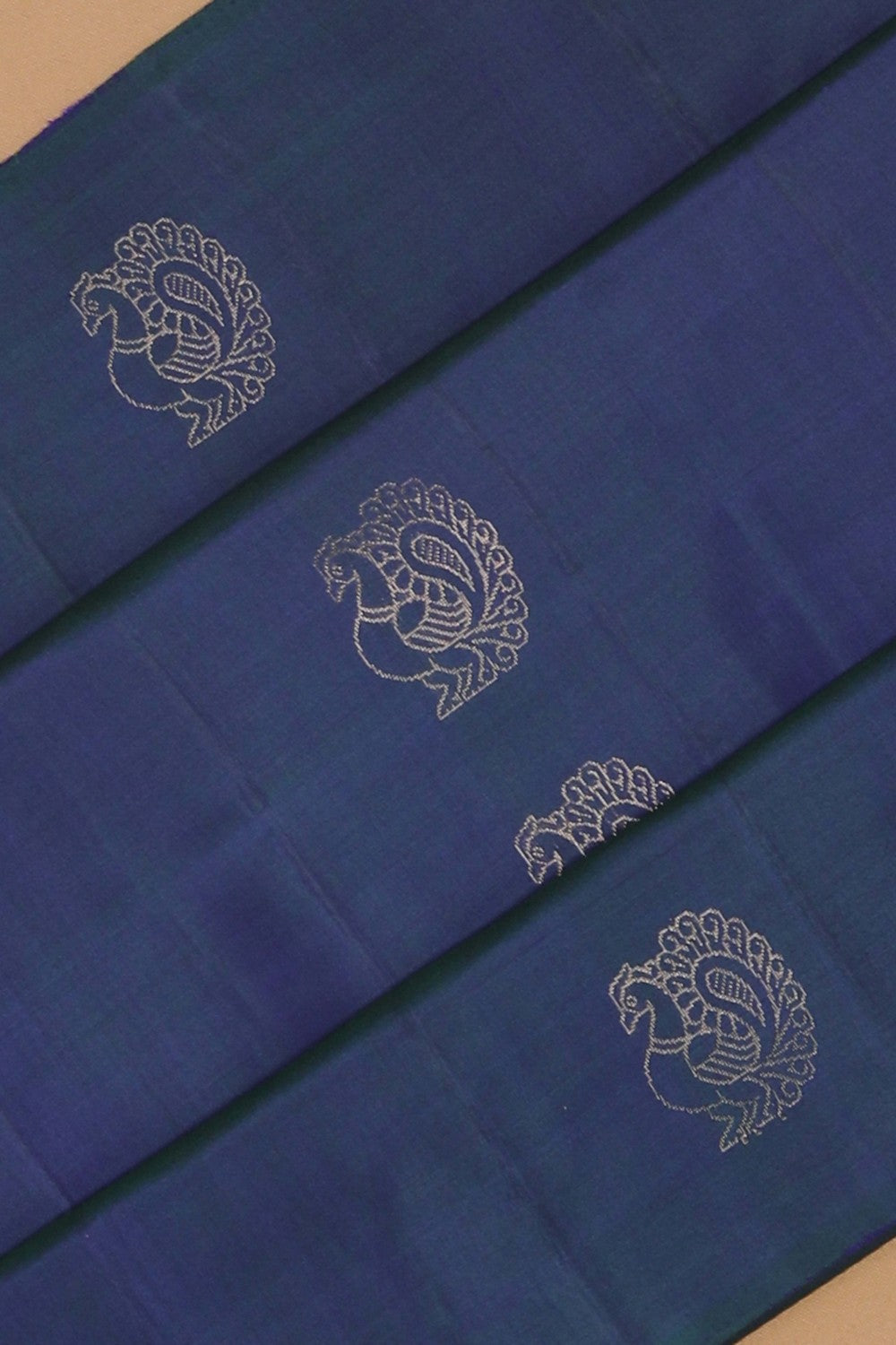 Image of Peacock Blue South Silk Saree