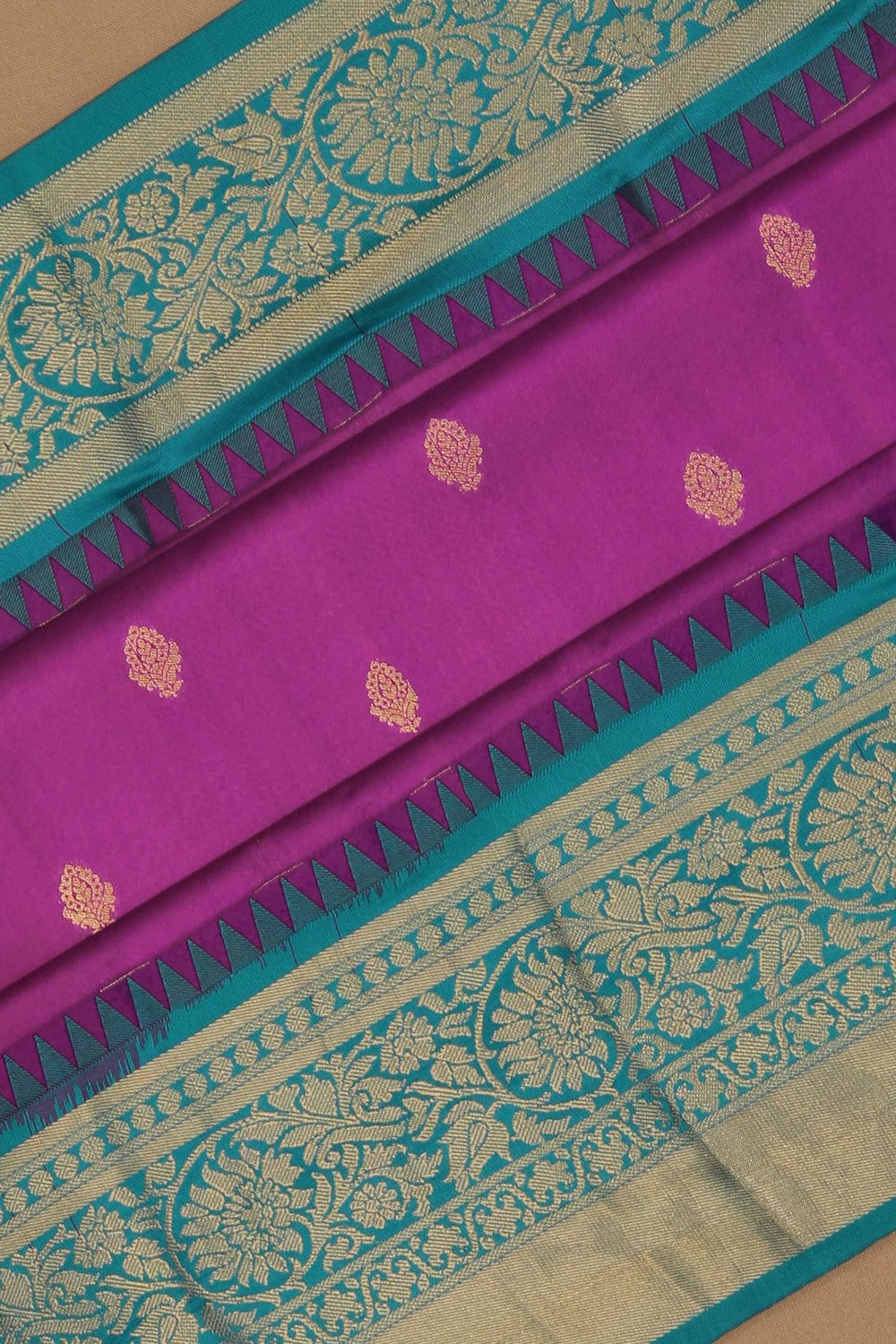 South Silk Magenta Pink Saree