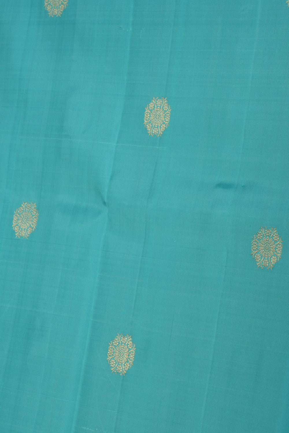 Kanchipattu Turquoise Blue Pavada Unstitched Set