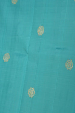Image of Kanchipattu Turquoise Blue Pavada Unstitched Set