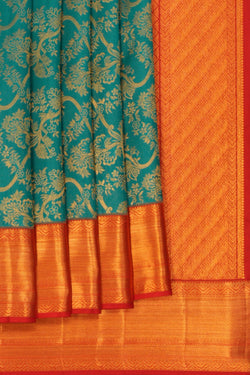 Image of Kanchipattu Brocade Teal Green Saree