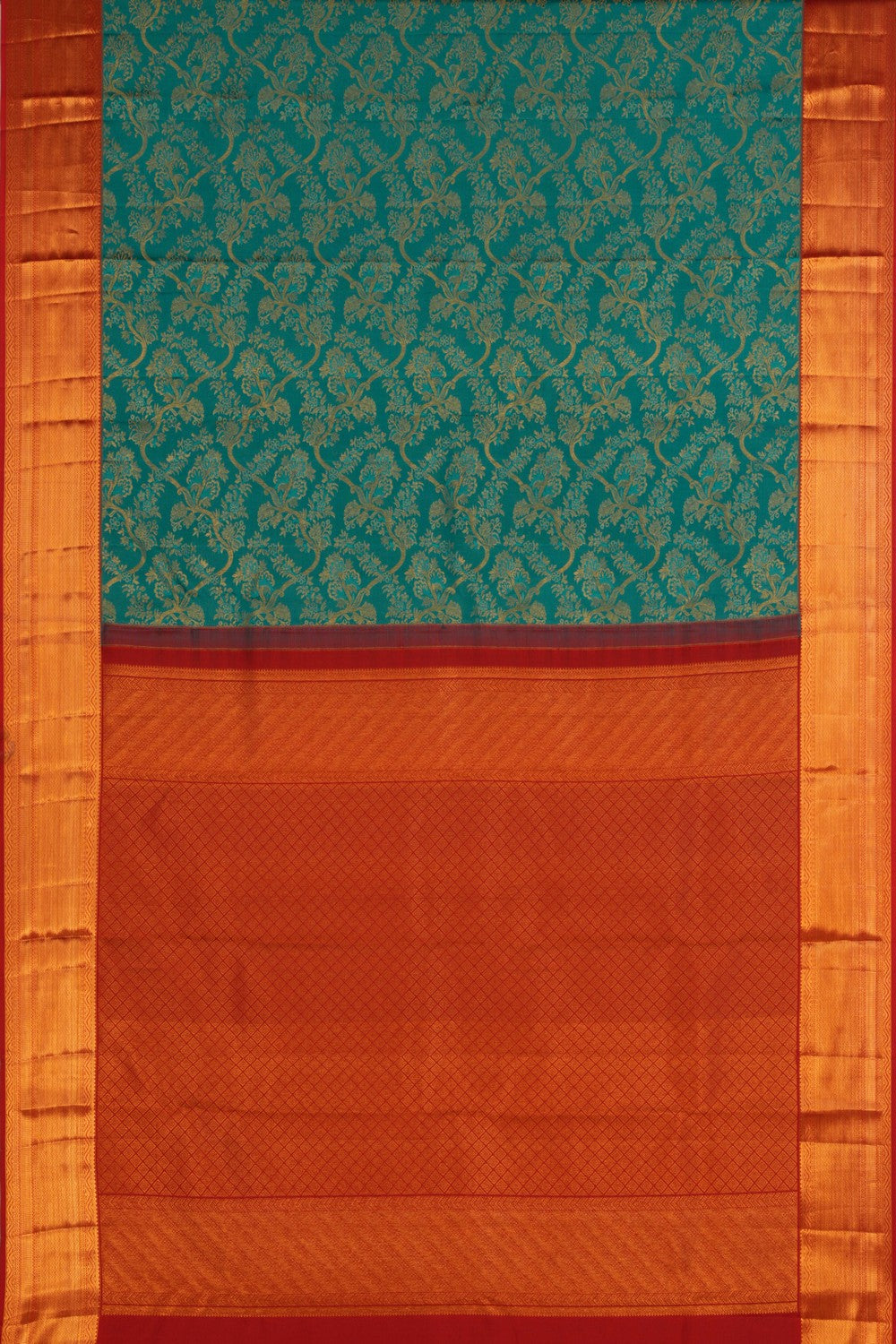 Kanchipattu Brocade Teal Green Saree