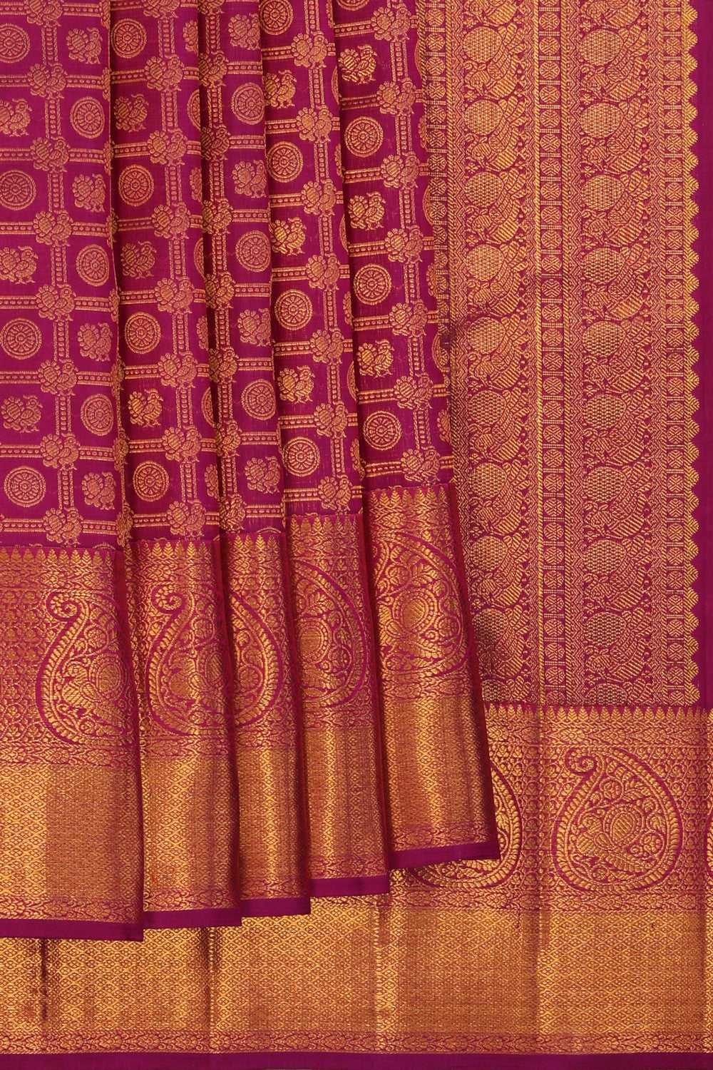 Kattam Pattern Kanchipattu Purple Saree