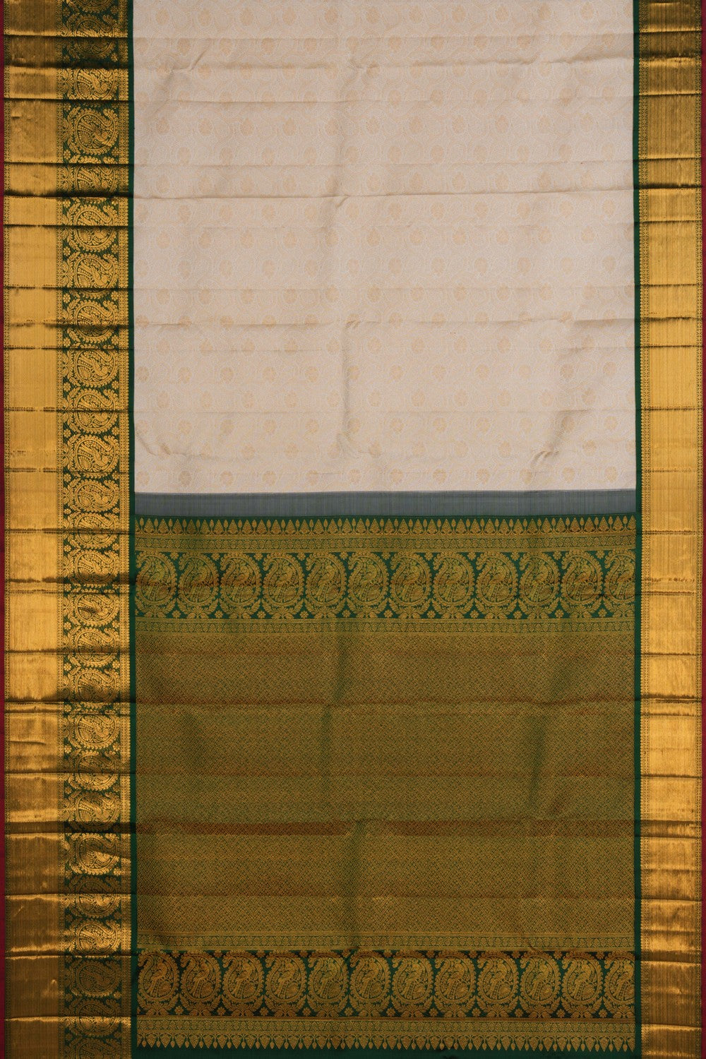 Image of Off-White Brocade Kanchipattu Saree