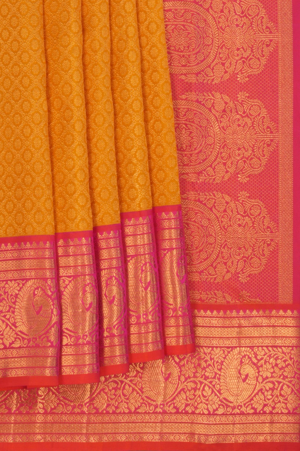 Kanchipattu Brocade Mustard Saree