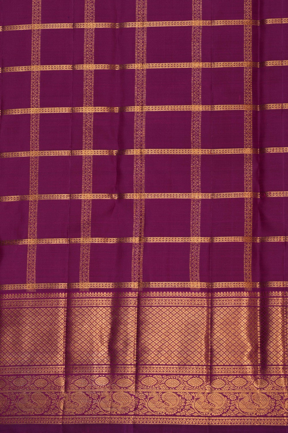 Kattam Pattern Kanchipattu Red Saree