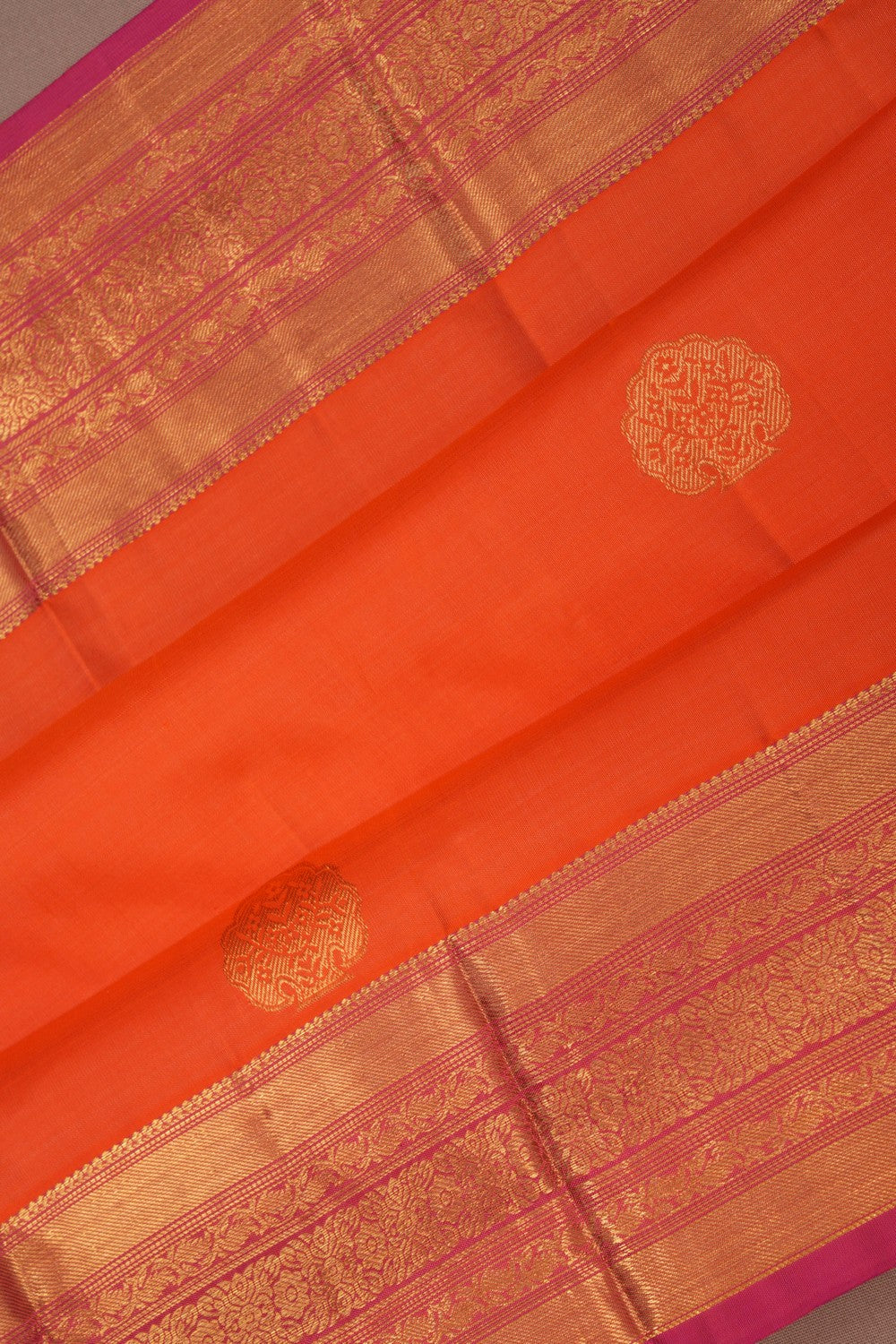 Image of Kanchi Silk Orange Saree