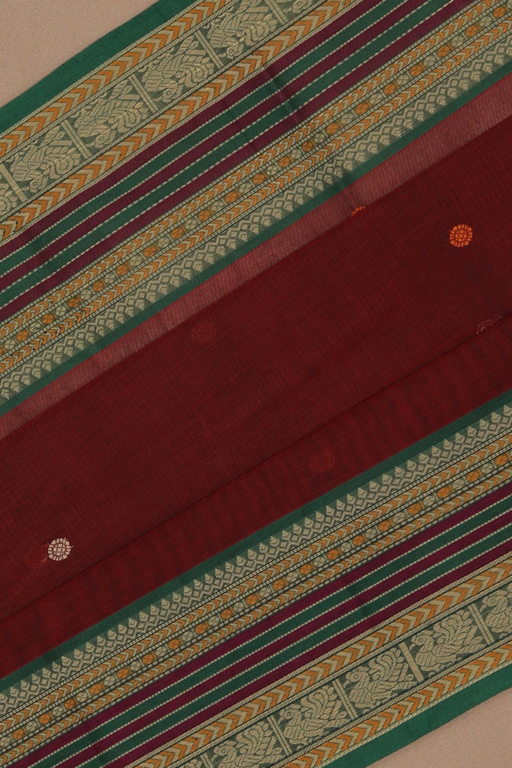Image of South Cotton Maroon Saree