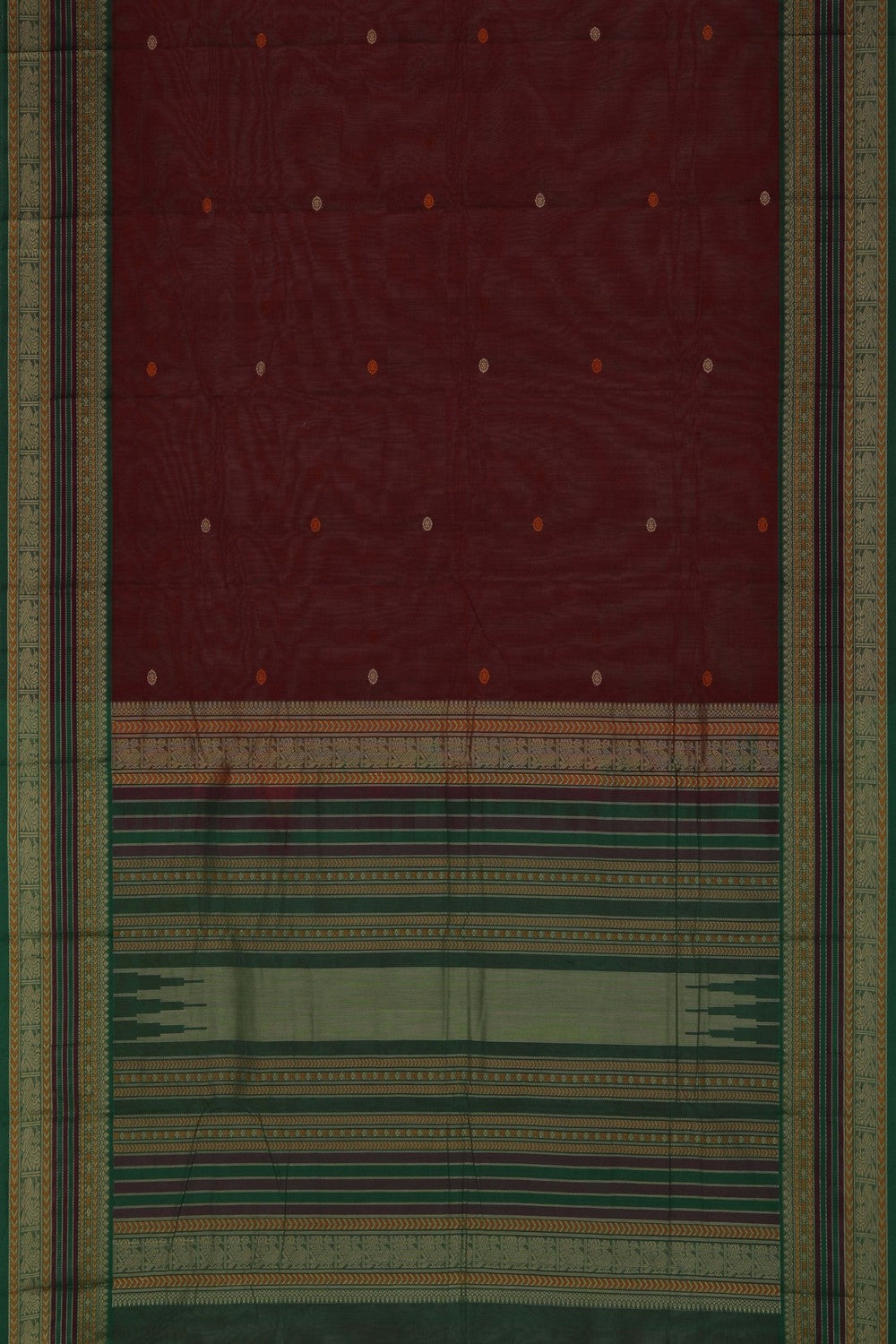 Image of South Cotton Maroon Saree