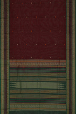 Image of South Cotton Maroon Saree