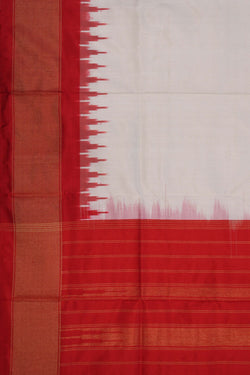 Image of Pochampally Ikat Silk Off-White Dupatta